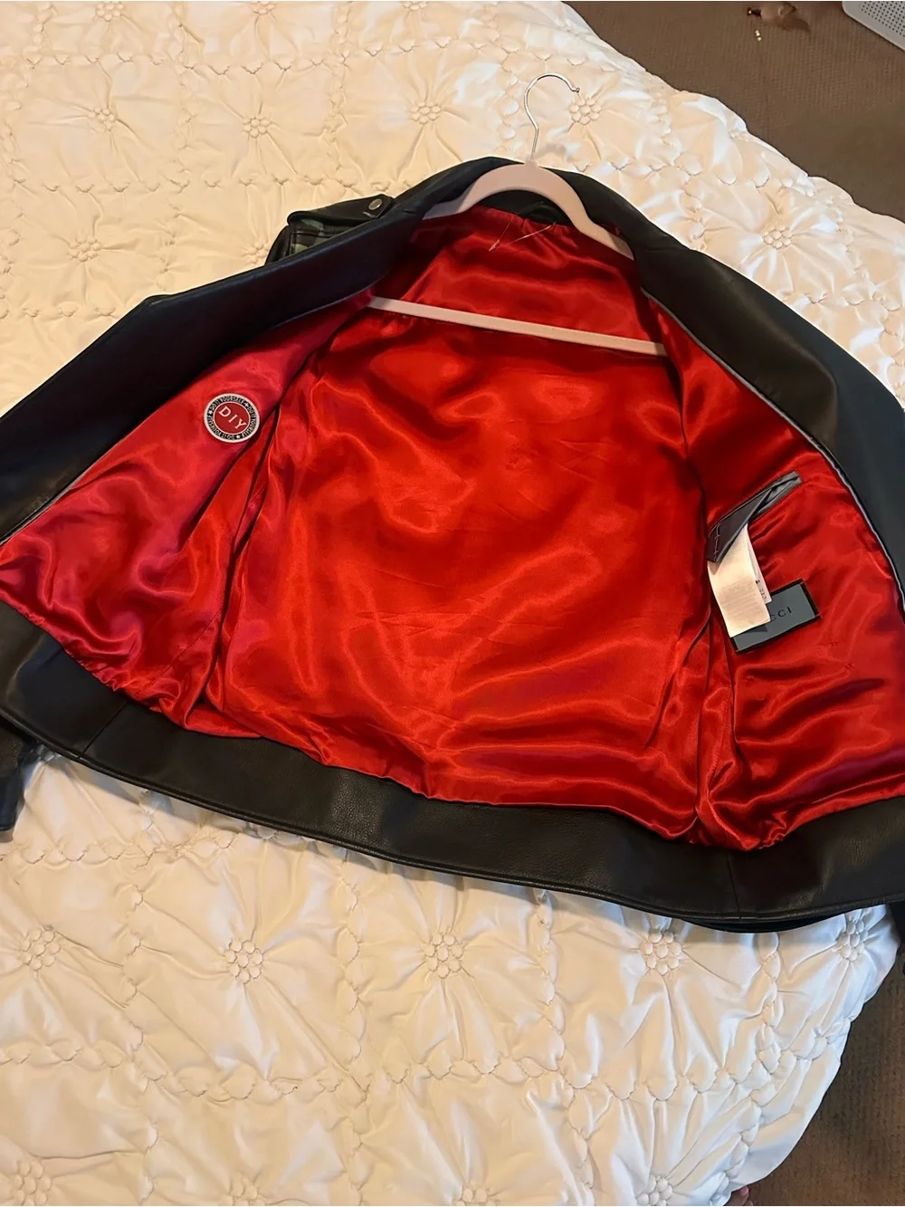 GUCCI black leather motorcycle jacket, rare and beautiful! Tiger and roses